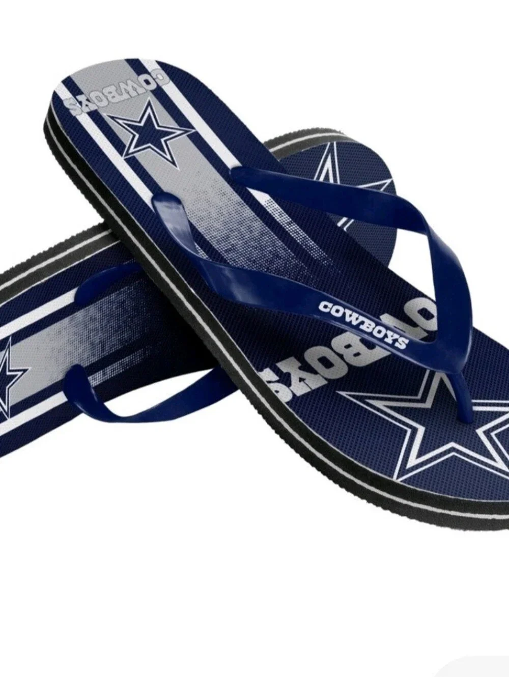 Dallas Cowboys! Forever Collectibles Dallas Cowboys Navy and Gray  Flip Flops